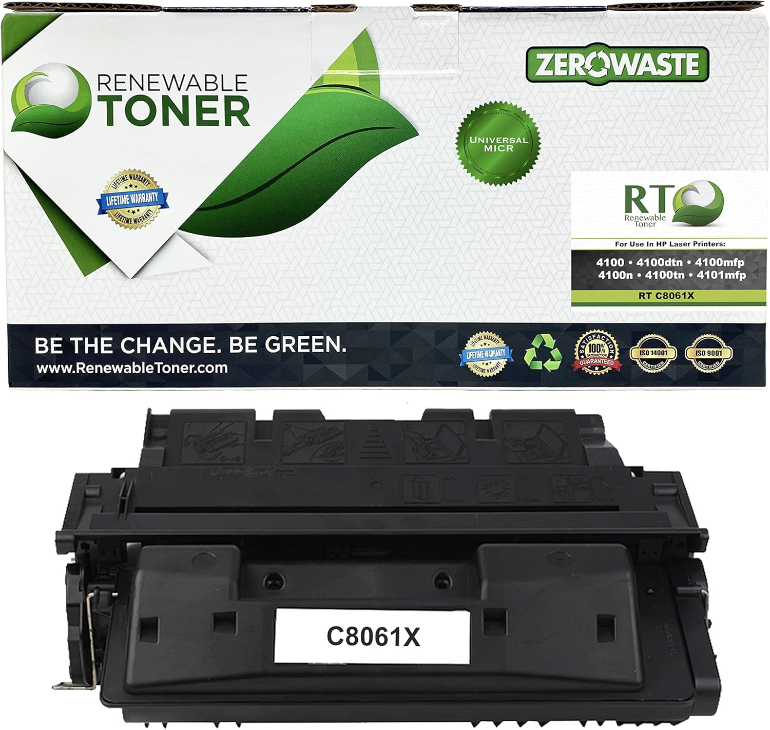 Renewable Toner Compatible Universal MICR Cartridge Replacement for HP 61X C8061X Laser Printers 4100 4100dtn 4100mfp 4100n 4100tn 4101mfp