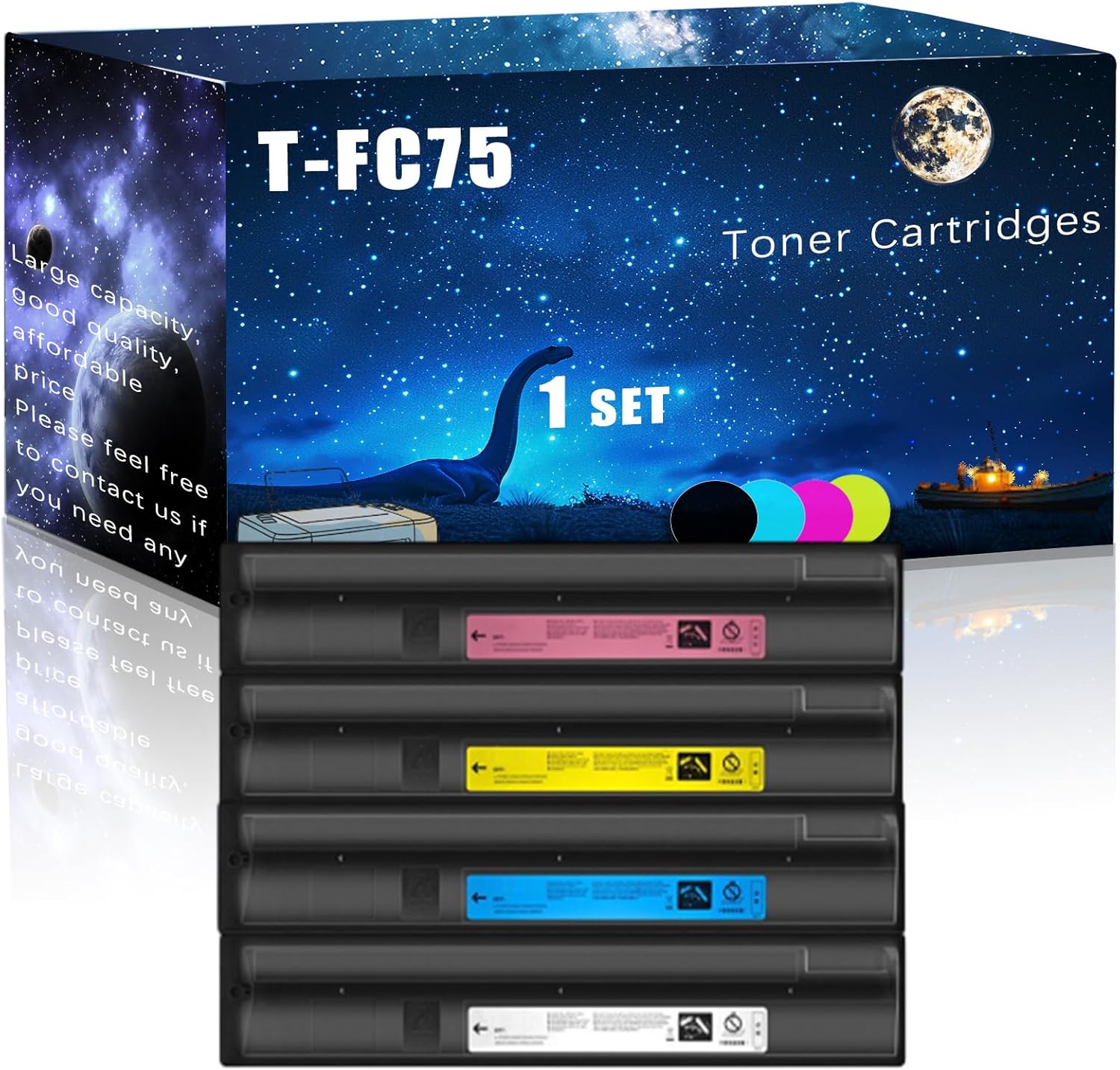 MUCQL T-FC75 Compatible Toner Cartridges Replacement for Toshiba High Yield Compatible E Studio 5560C 5560CG 6560C 6570C Printers, Meet Printing Needs (4-Pack BK/C/M/Y)