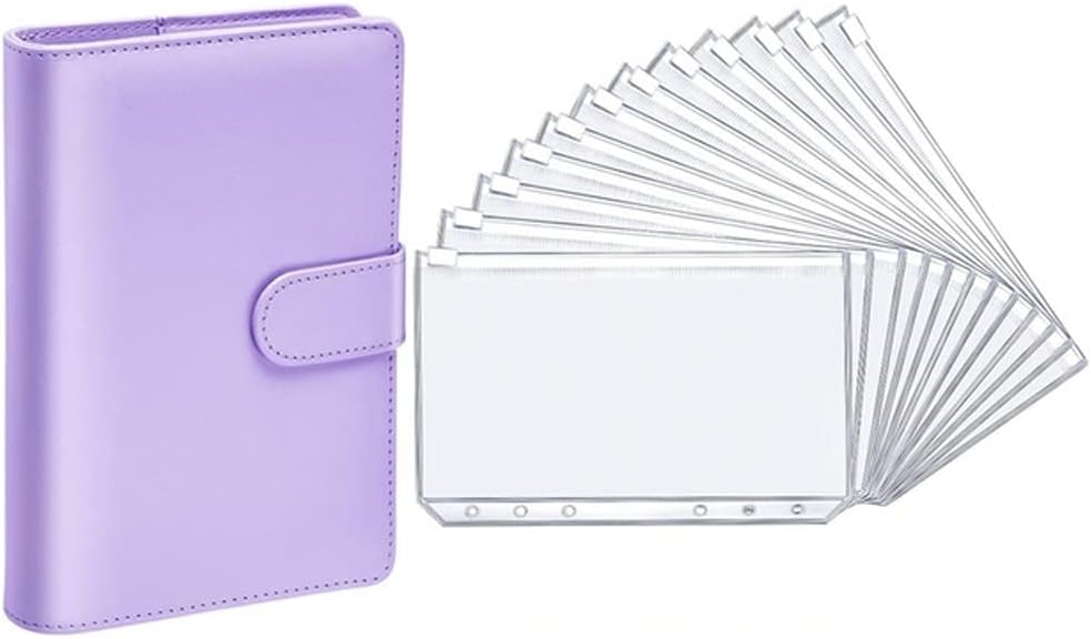 PSJVUR Notebook Binder for Filler Paper Magnetic Personal Planner with 12 Pcs Zipper Folder