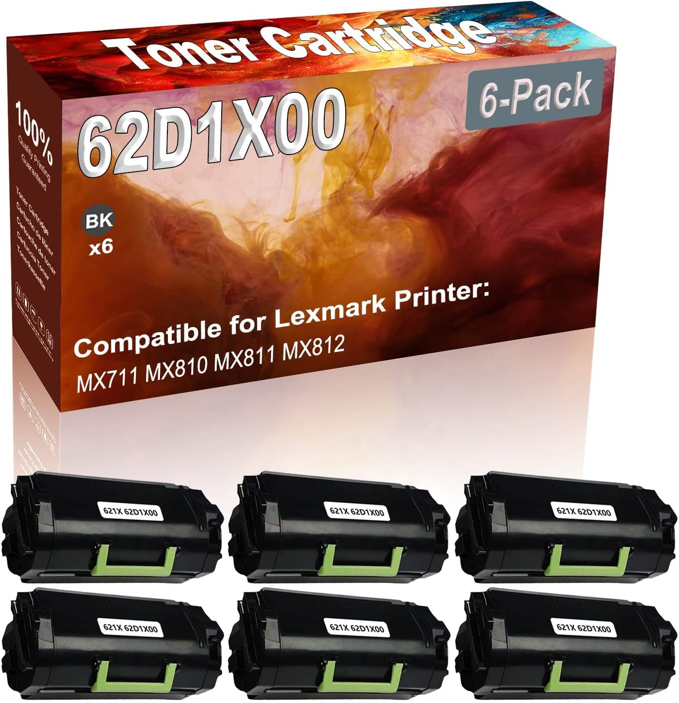 Credibility Store 6-Pack (Black) Compatible High Yield 62D1X00 (621X) Printer Cartridge use for MX711 MX810 MX811 MX812 Printer