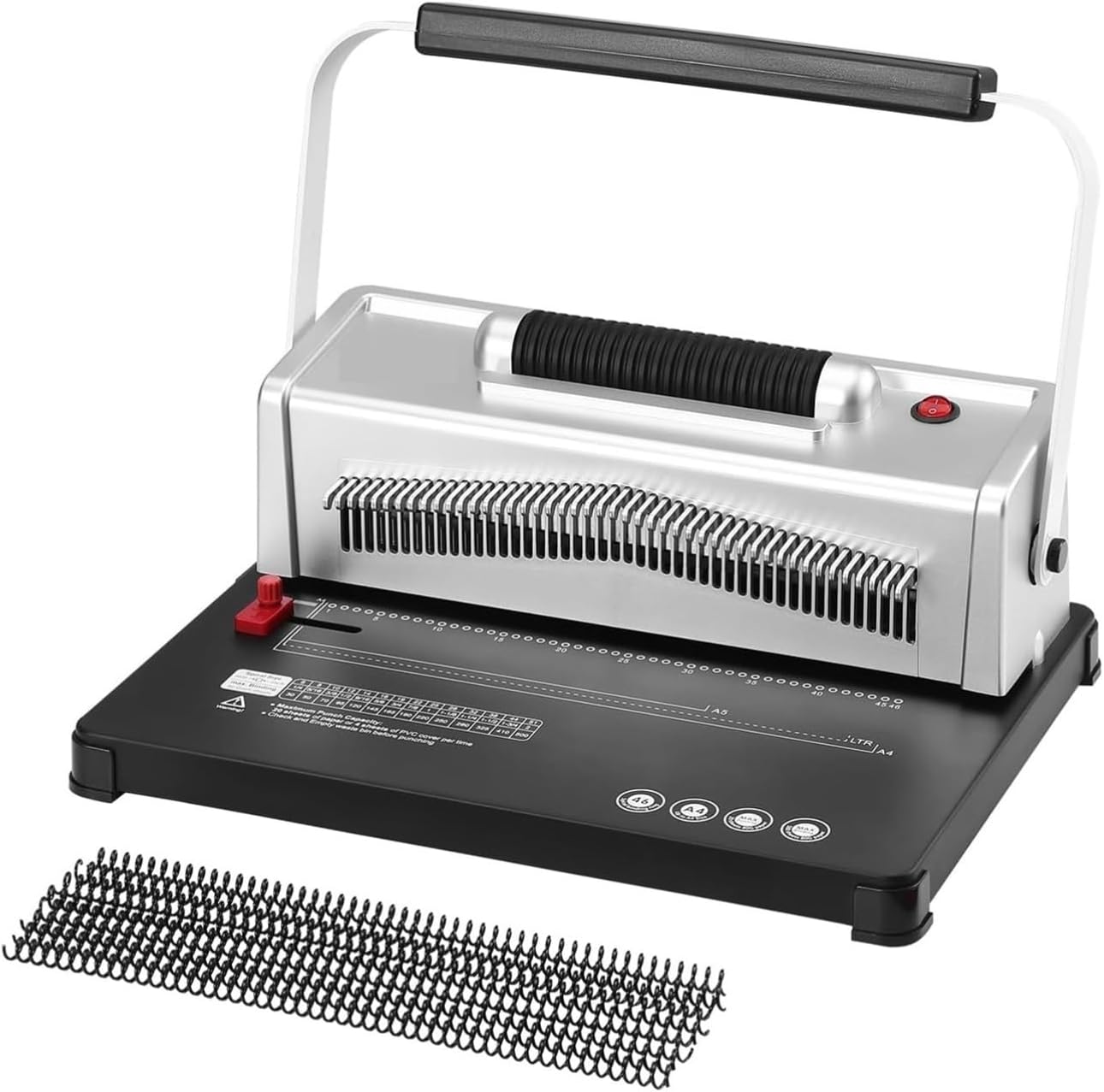 Binding Machine, Coil Spiral Binding Machine, Manual Book Maker with Electric Binding, 46-Holes Binding