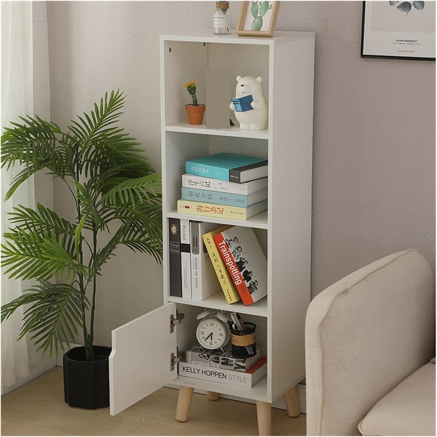 KIZQYN Bookcase Wooden Living Room Bookshelf Household Bathroom Corner Debris Storage Rack Bedroom Cosmetics Rack Space-Saving Tools Bookshelf (Color : 01)