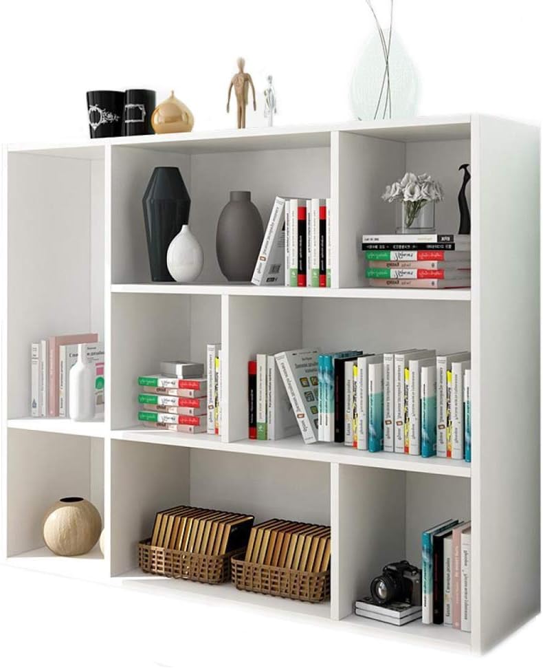 NERDOH Simple and Modern Open Bookcase Warm White Bookcase 3 Layer 8 Grid Storage Bookshelf (Color : White, Size : 96 * 24 * 79cm)