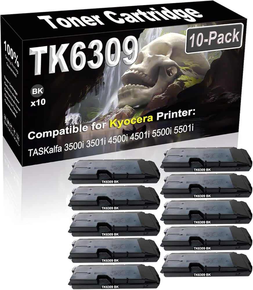SINIYA 10-Pack Compatible High Capacity TK6309 TK-6309 TK-6309K 1T02LH0CS0 Imaging Toner Cartridge use for Kyocera TASKalfa 3500i 3501i 4500i 4501i 5500i 5501i Printer (Black)