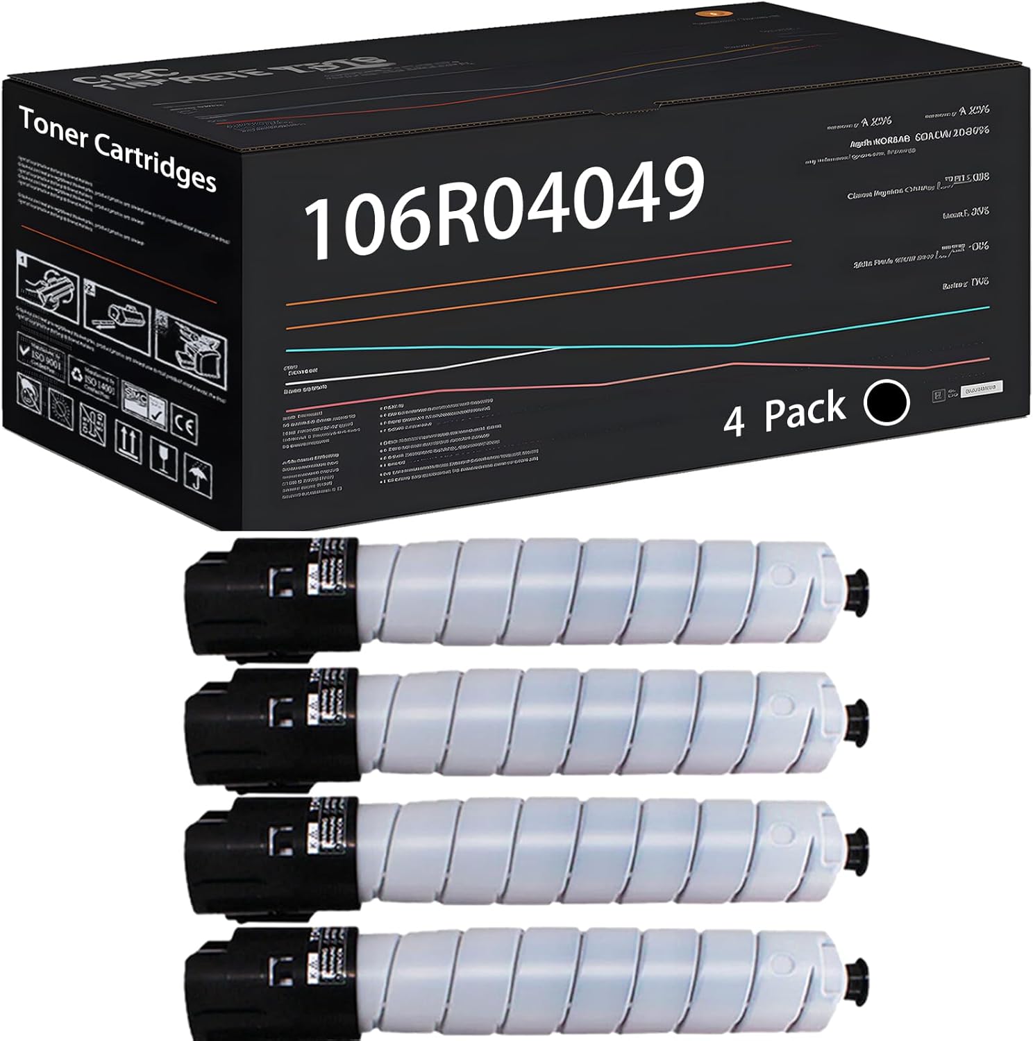 UVUMB Compatible with Xerox 106R04049 106R04046 106R04047 106R04048 Toner Cartridges Work for Xerox VersaLink C8000DT Printers (4 Pack Black)