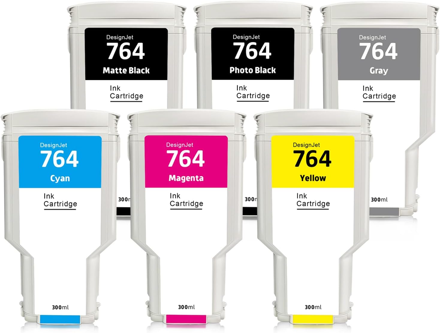 764 Ink Cartridges Replacement for HP 764 Ink Cartridges Compatible with DesignJet T3500 Printer (6-Pack 300ML)