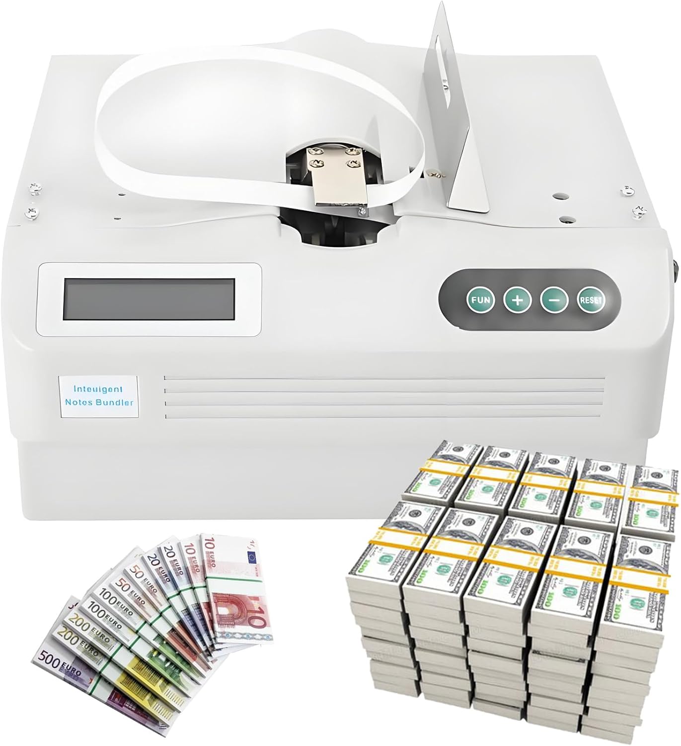 DNEPEI Money Binding Machine, Paper Tape Banding Machine, with Counting Function, with LCD Screen, Binding Speed 2 Seconds per time, Applicable to 2 cm Wide Paper Tape with Low/high Temperature