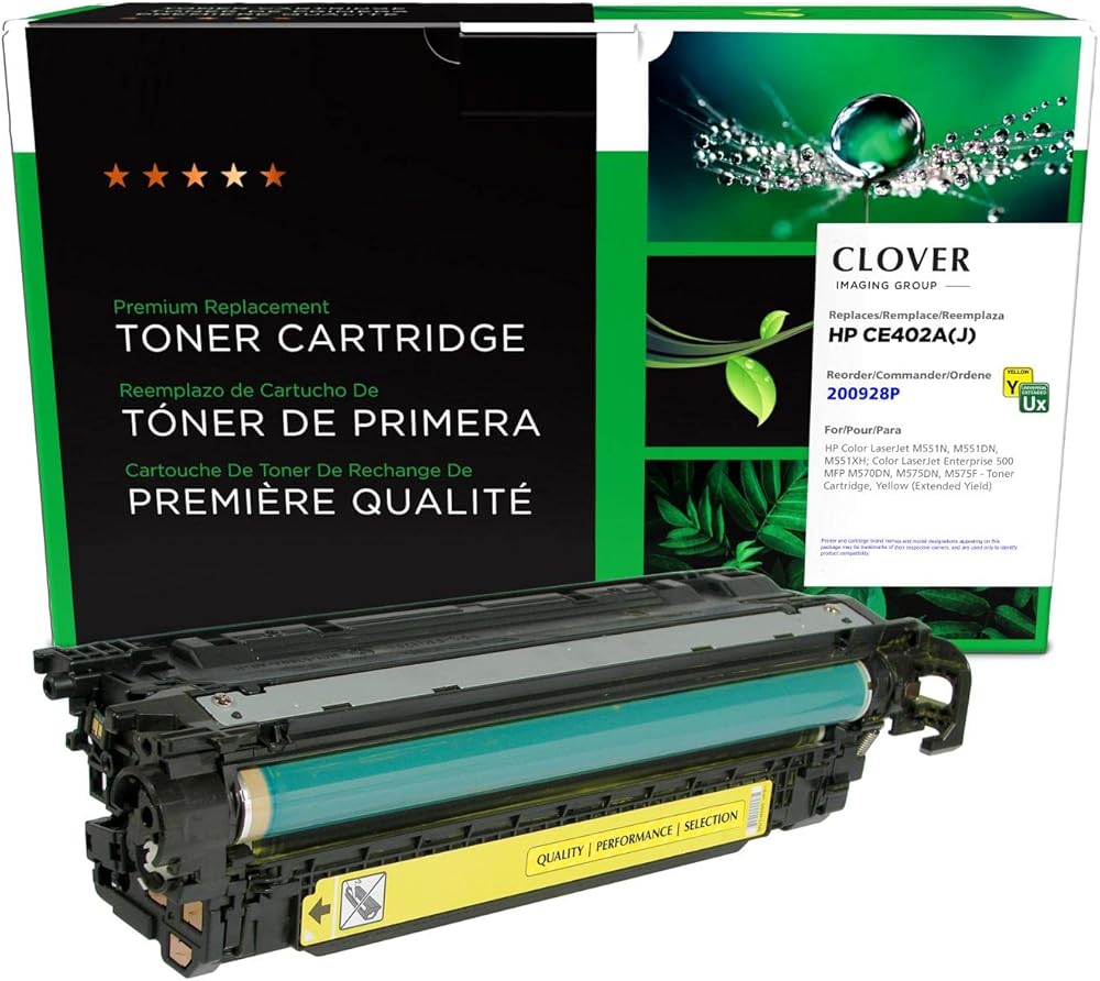Clover Remanufactured Extended Yield Toner Cartridge Replacement for HP CE402A | Yellow