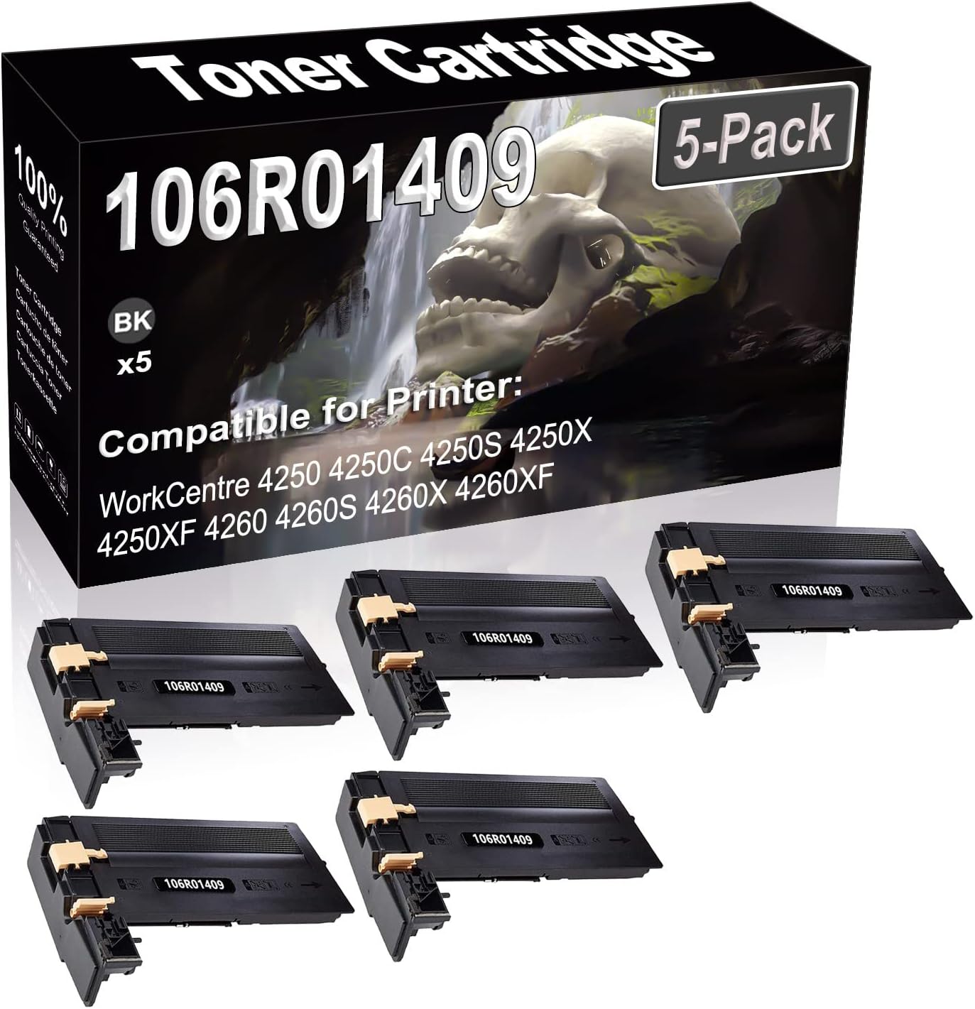 SINIYA 5-Pack Compatible High Capacity 106R01409 Imaging Toner Cartridge use for WorkCentre 4250 4250C 4250S 4250X 4250XF 4260 4260S 4260X 4260XF Printer (Black)