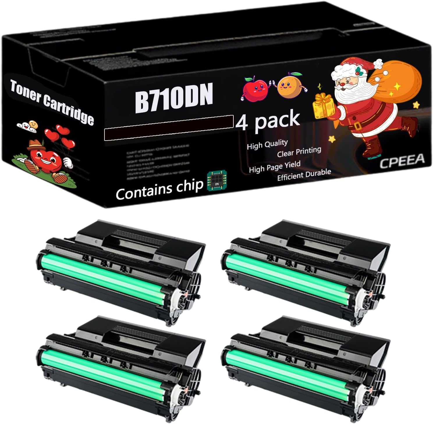 Compatible for Okidata OKI B710DN Toner Cartridge Work for Okidata OKI B710N B720DN B720N B710DN Printers, with Chip, High Yield 30000 Pages, Clear Printing (4 Pack Black)