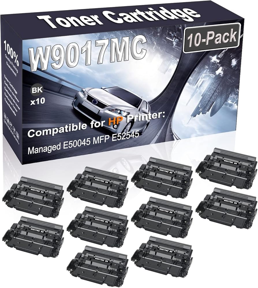 10-Pack (Black) Compatible Managed E50045 MFP E52545 Laser Printer Cartridge (High Capacity) Replacement for HP W9017 W9017MC Printer Cartridge