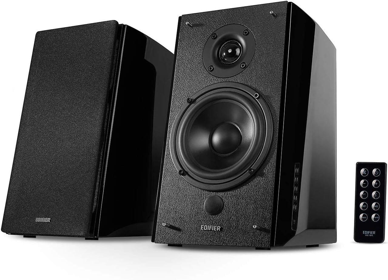 Edifier R2000DB Active Bluetooth Bookshelf Speakers - Optical Input - 2.0 Wireless Near-Field Studio Monitor Speaker - 120 Watts RMS with 5″ Large Woofer – Black