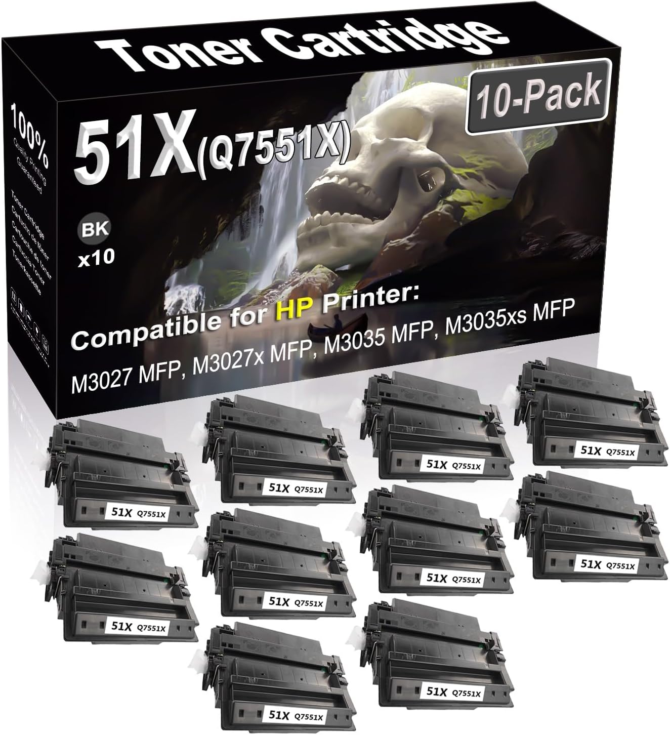 SINIYA 10-Pack Compatible High Capacity 51X Q7551X Imaging Toner Cartridge use for P3005 P3005d P3005dn P3005n P3005x Printer (Black)