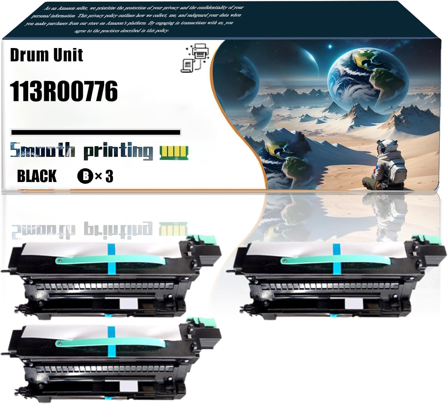 Replacement Parts Drum Unit 113R00776 Compatible with Xerox WorkCentre 4265S 4265X 4265XF Printers, Contains Chip and Clear Printing (3 Pack Black)
