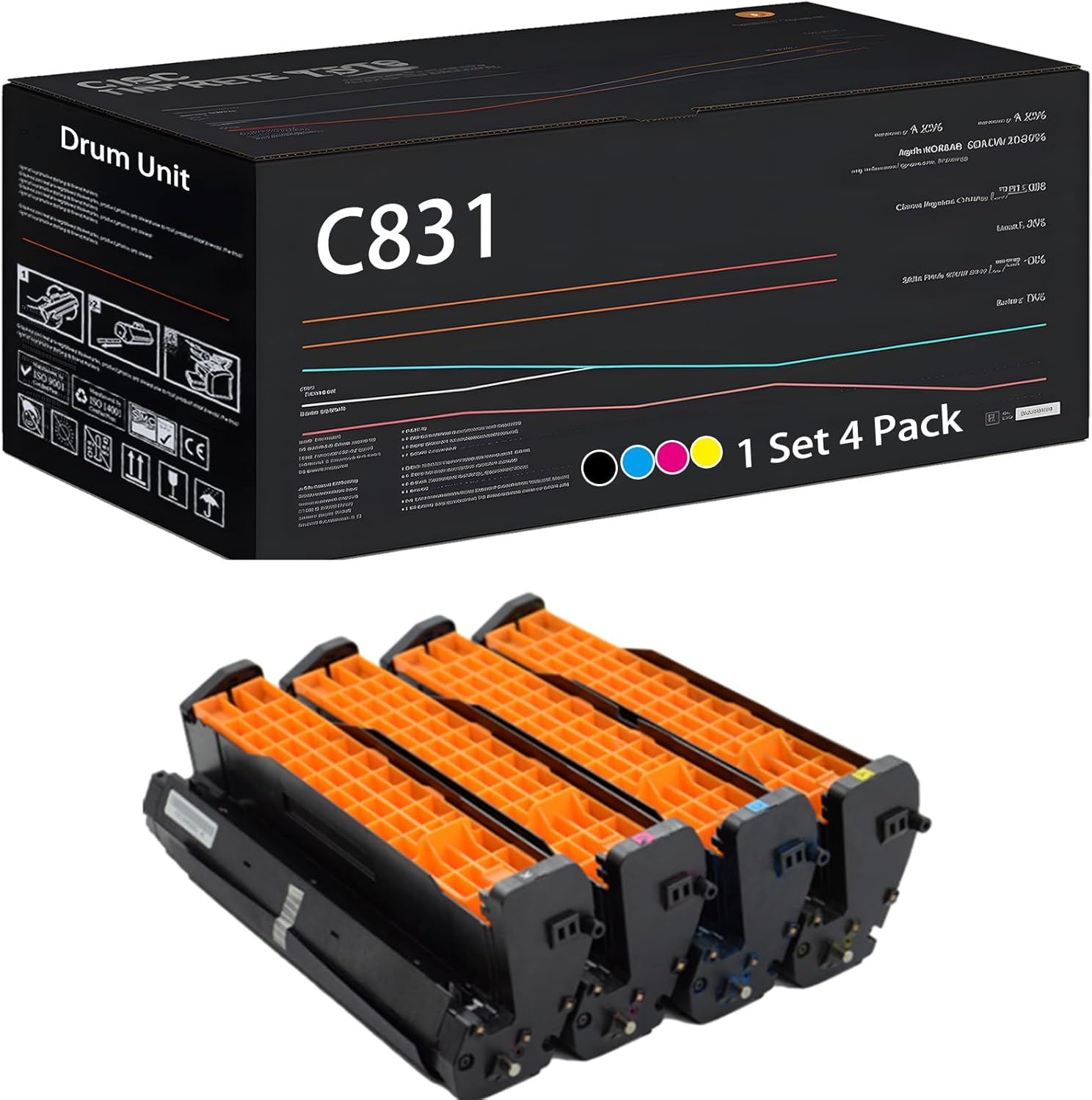 UVUMB C831 Drum Unit Compatible for Okidata OKI C831 C831DN C831N MC873dn MC873dnc MC873dnx Printers, with Chip, High Yield 30000 Pages, High-Definition Printing (Multicolor)
