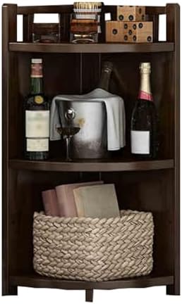 Flower Display Stand Multi-Layer with Round Buckets Plant Wheels Movable MetalCorner Bookshelf,Floorstanding Corner Bookcase,Freestanding Display Shelf,Bookcase Bookshelf for Living Room Bed