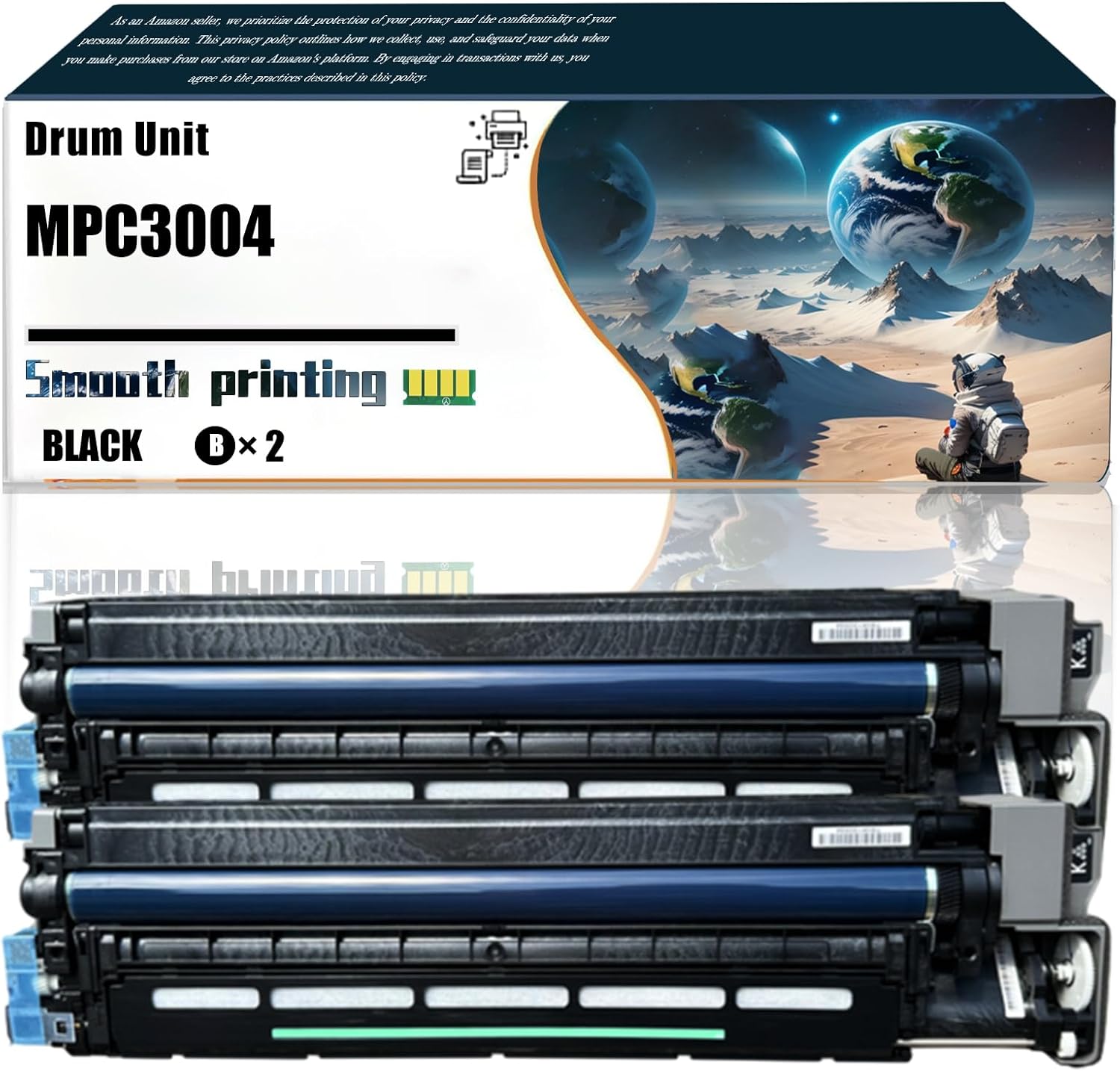 LSSF Replacement Parts Drum Unit MPC3004 Compatible with Ricoh MP C3004 MP C3004ex MP C3504 MP C3504ex MP C501SP Printers, Contains Chip and Clear Printing (2 Pack Black)