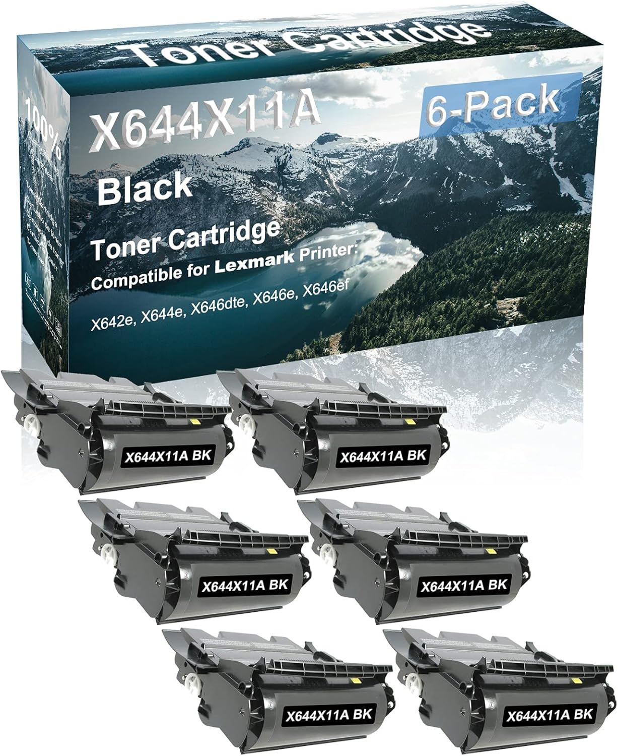 Credibility Store 6-Pack Compatible High Yield X642e X644e X646dte X646e X646ef Printer Cartridge Replacement for X644X11A | X644X21A Toner Cartridge (Black)