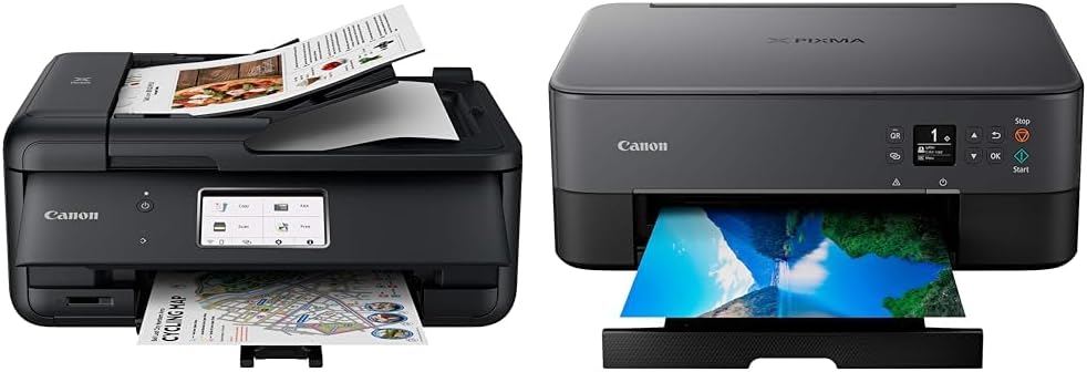 Canon PIXMA TR8620a - All-in-One Printer Home Office|Copier|Scanner|Fax|Auto Document Feeder | Photo & PIXMA TS6420a All-in-One Wireless Inkjet Printer [Print,Copy,Scan], Black, Compatible with Alexa