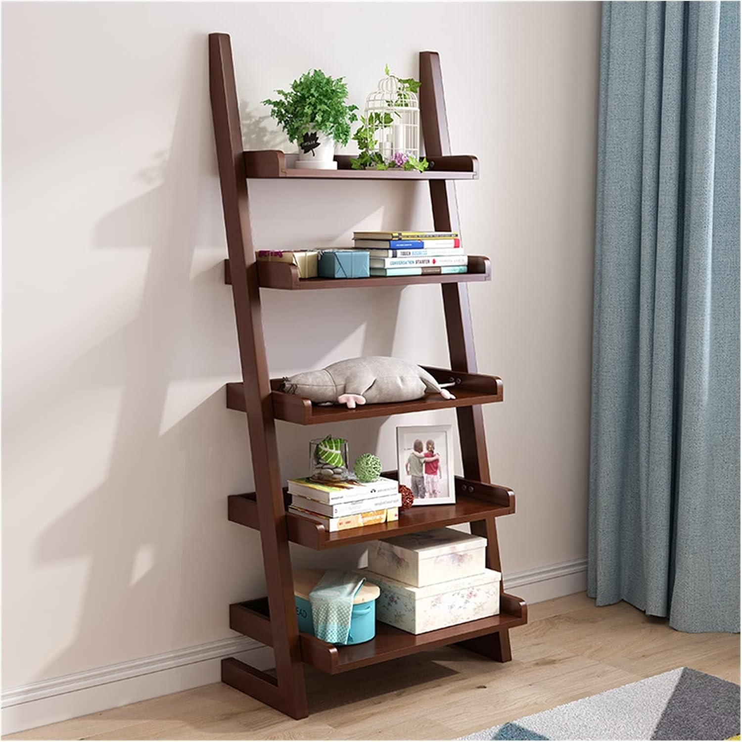 TBUDAR Bookcase Shelf Bookshelf Nordic Student Study Living Room Living Room Trapezoidal Bookshelf Bookshelf Multifunctional Storage Rack (Color : Brown, Size : 1400 * 300 * 600mm)