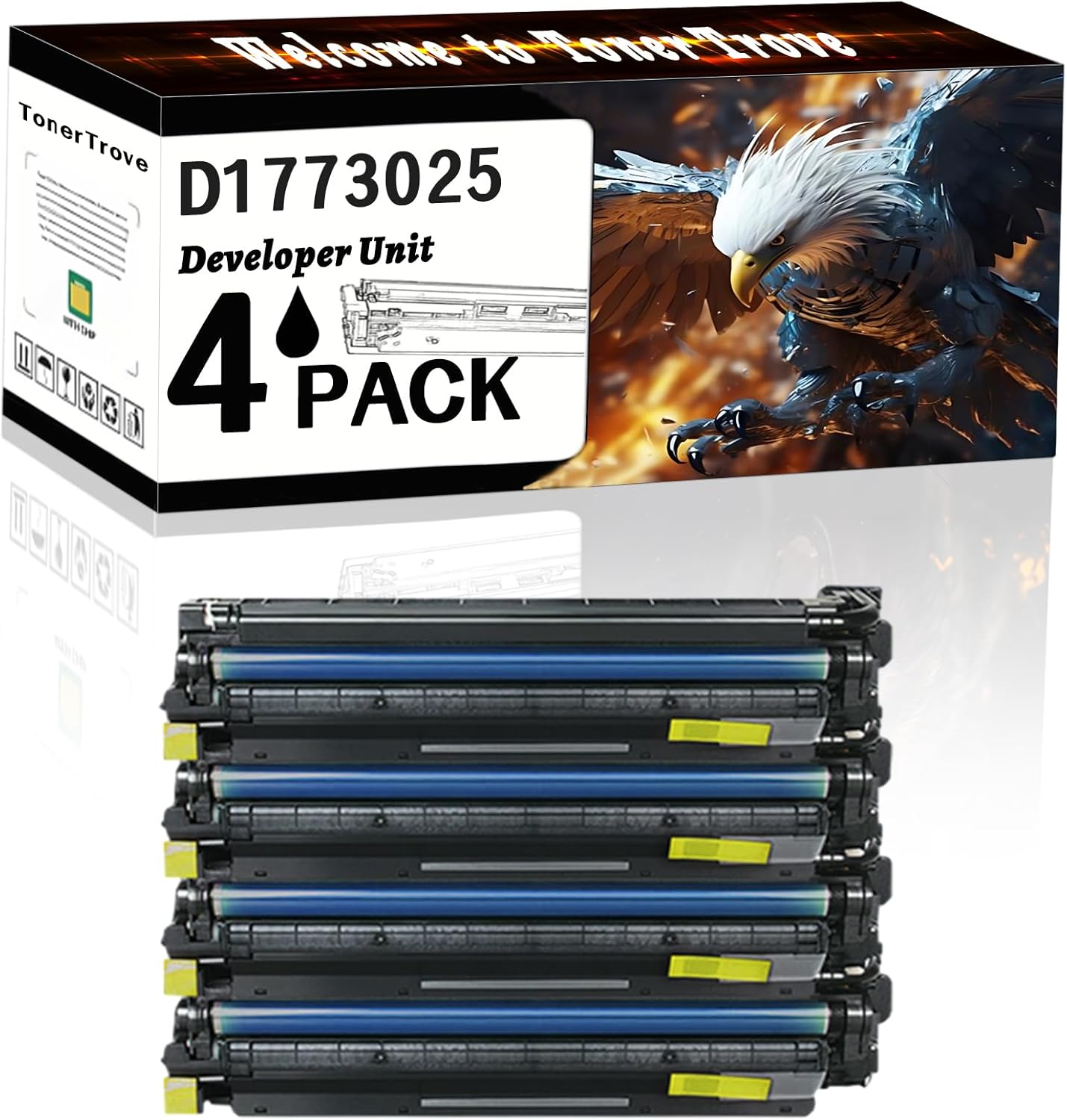 AGNNQ D1773025 Developer Unit Compatible for Ricoh MP C2003 MP C2503 Printers, Office Printing is Easy Clear Smooth (4 Pack Black)