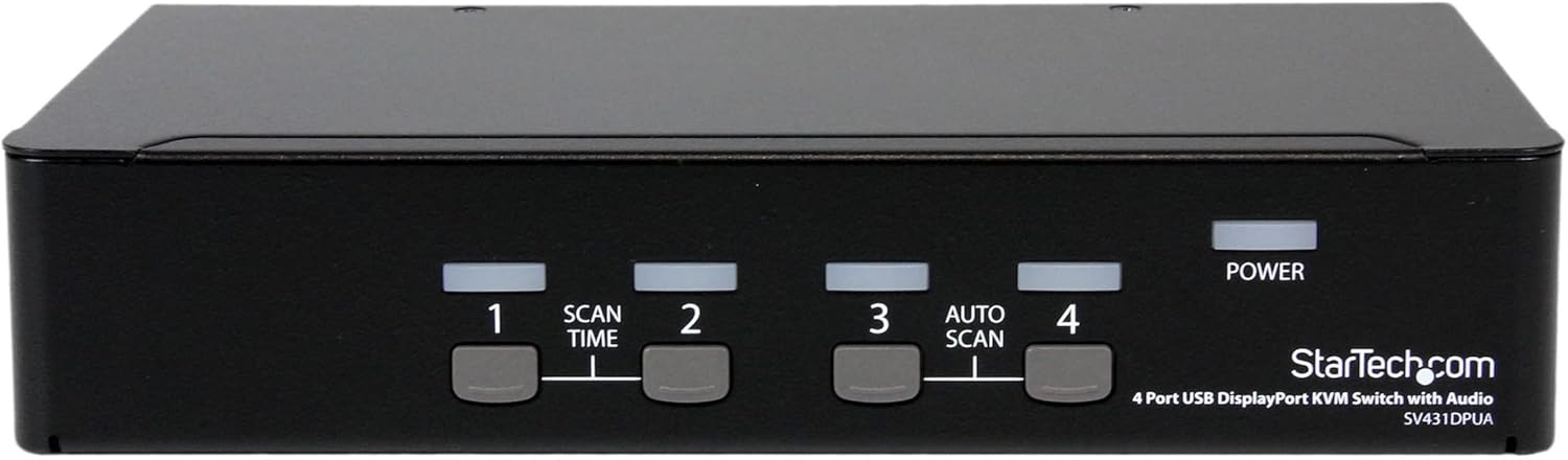 StarTech.com 4 Port DisplayPort KVM Switch w/ Audio - USB, Keyboard, Video, Mouse, Computer Switch Box for 2560x1600 DP Monitor , TAA (SV431DPUA)