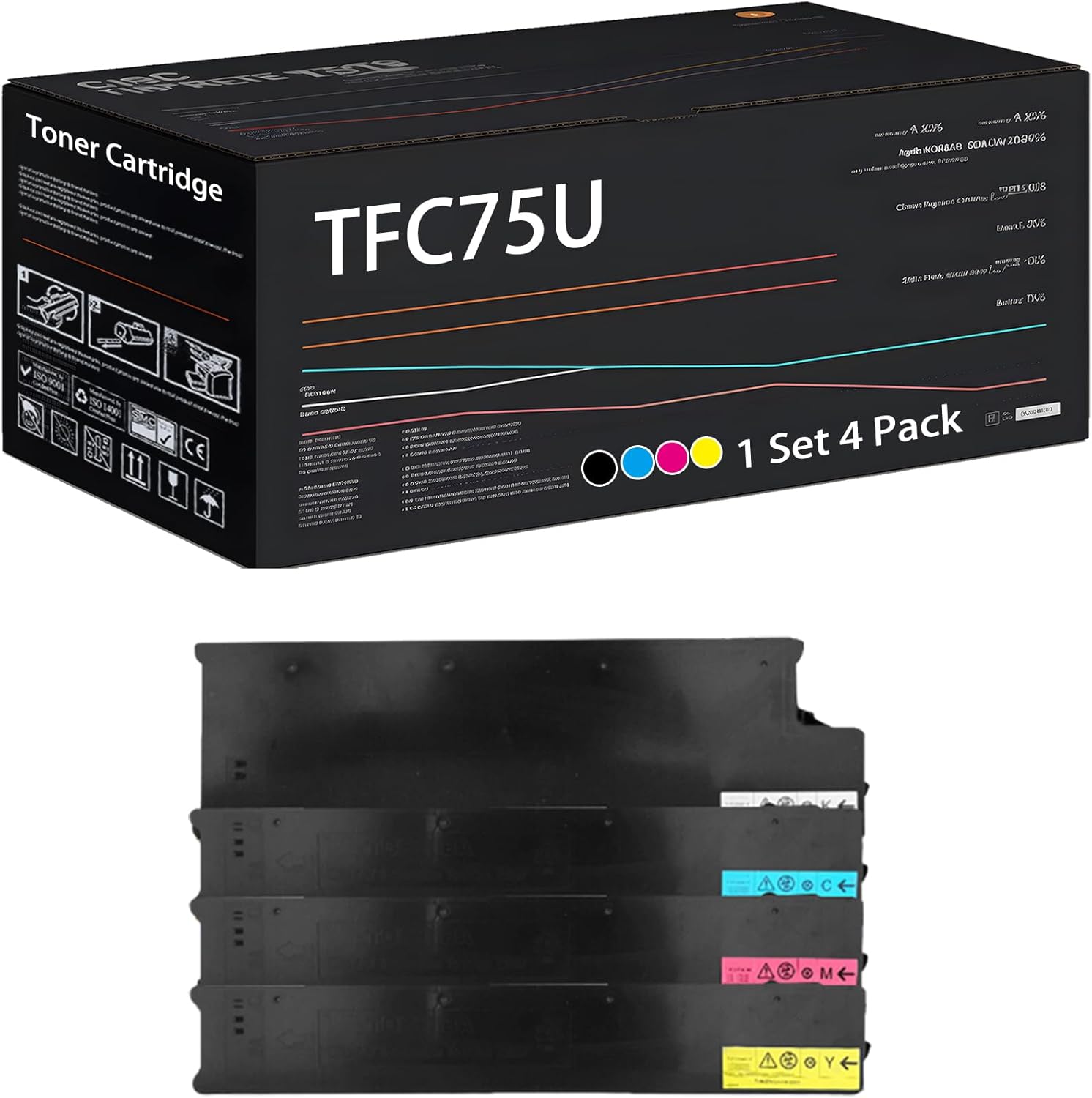 UVUMB TFC75U Toner Cartridge Compatible for Toshiba 5560C 5560CG 6560C 6570C Printers, with Chip, High Yield 77400 Pages, High-Definition Printing (Multicolor)