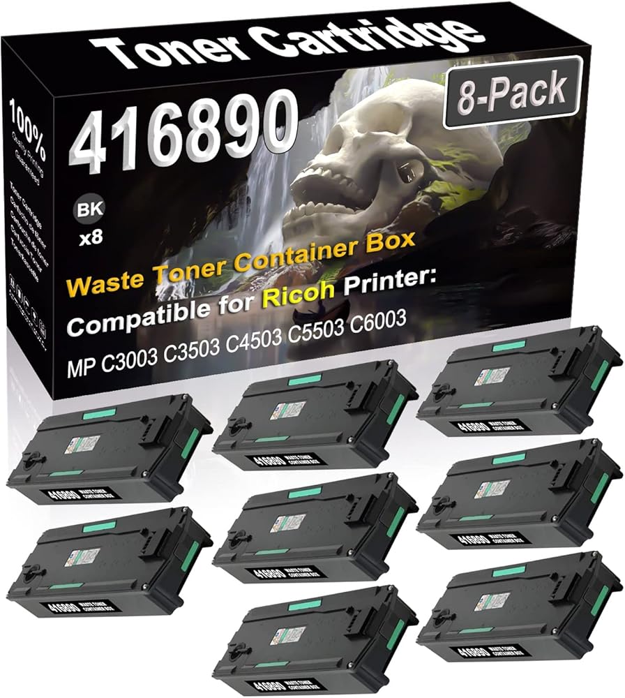 SINIYA 8-Pack Compatible High Capacity 416890 Waste Toner Container Box use for Ricoh MPC2003 MPC2503 MPC3003 MPC3503 MPC4503 MPC5503 MPC6003 Printer (Black)
