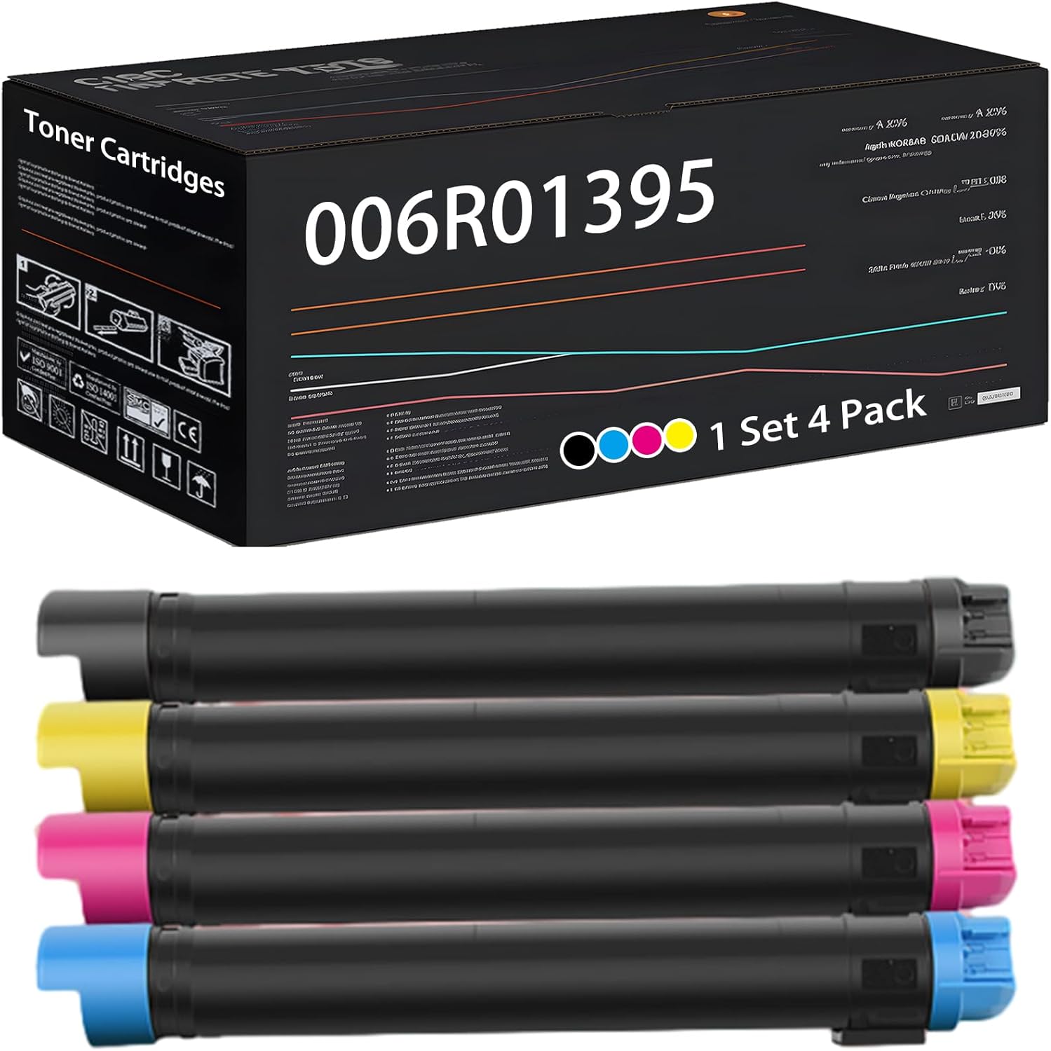 006R01395 006R01398 006R01397 006R01396 Toner Cartridges Compatible for Xerox WorkCentre 7425 7428 7435 Printers, High Yield 27000 Pages (Multicolor)