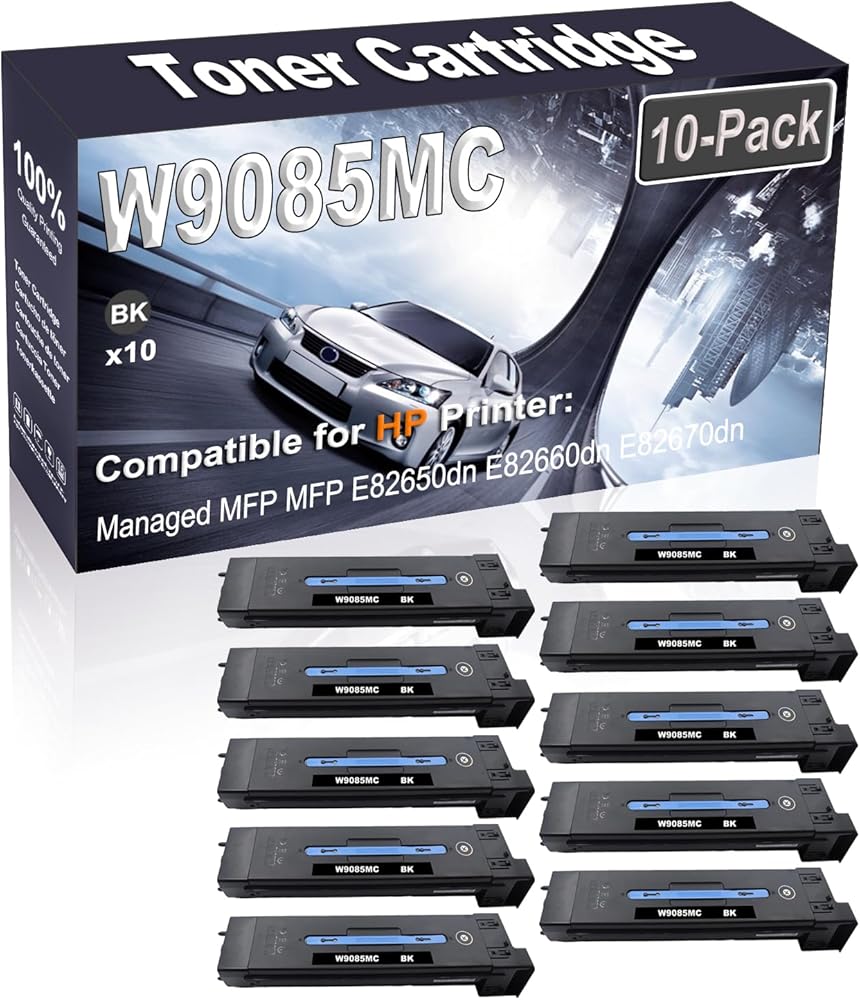 Kolasels 10-Pack (Black) Compatible High Yield W9085MC Printer Cartridge use for Managed MFP MFP E82650dn E82660dn E82670dn Printer