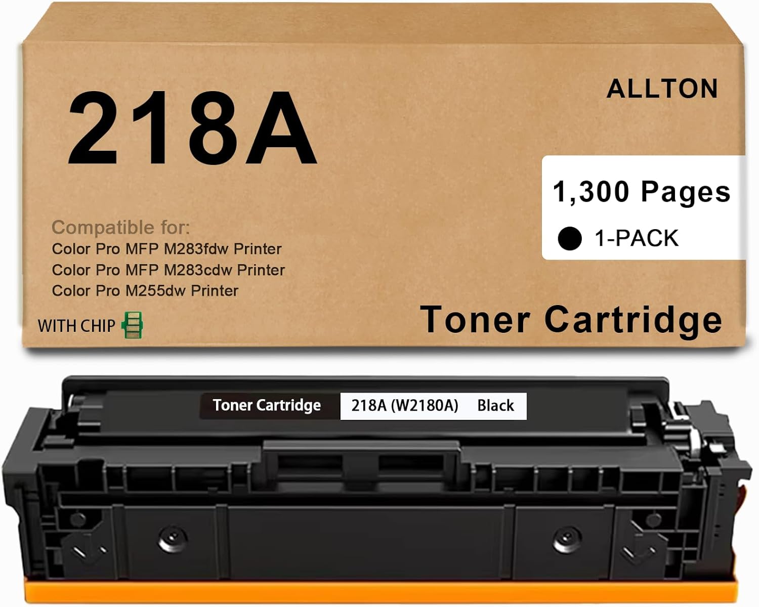 Allton 218A Toner Cartridge Black (with CHIP) W2180A Black Toner Cartridge Replacement for Color Pro 3201dw MFP 3301cdw 3301fdw 3301sdw Printer(1-Pack,with Chip)