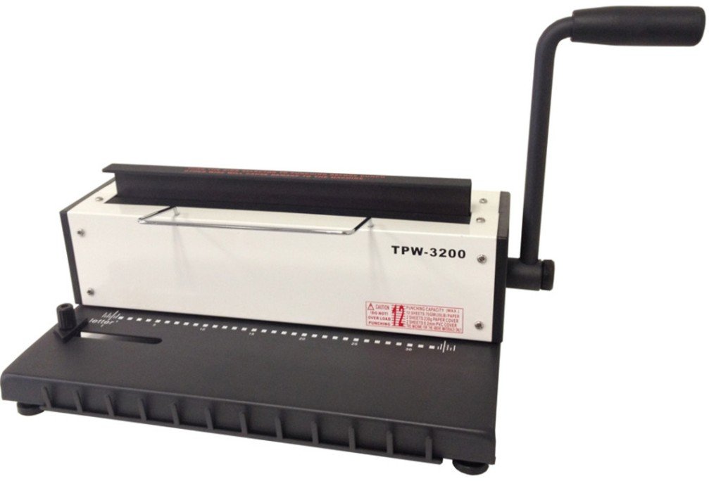 Tamerica TPW-3200 Punch and Bind Machine; 3:1 Pitch Twin Loop Wire; 120 sheets, 9/16