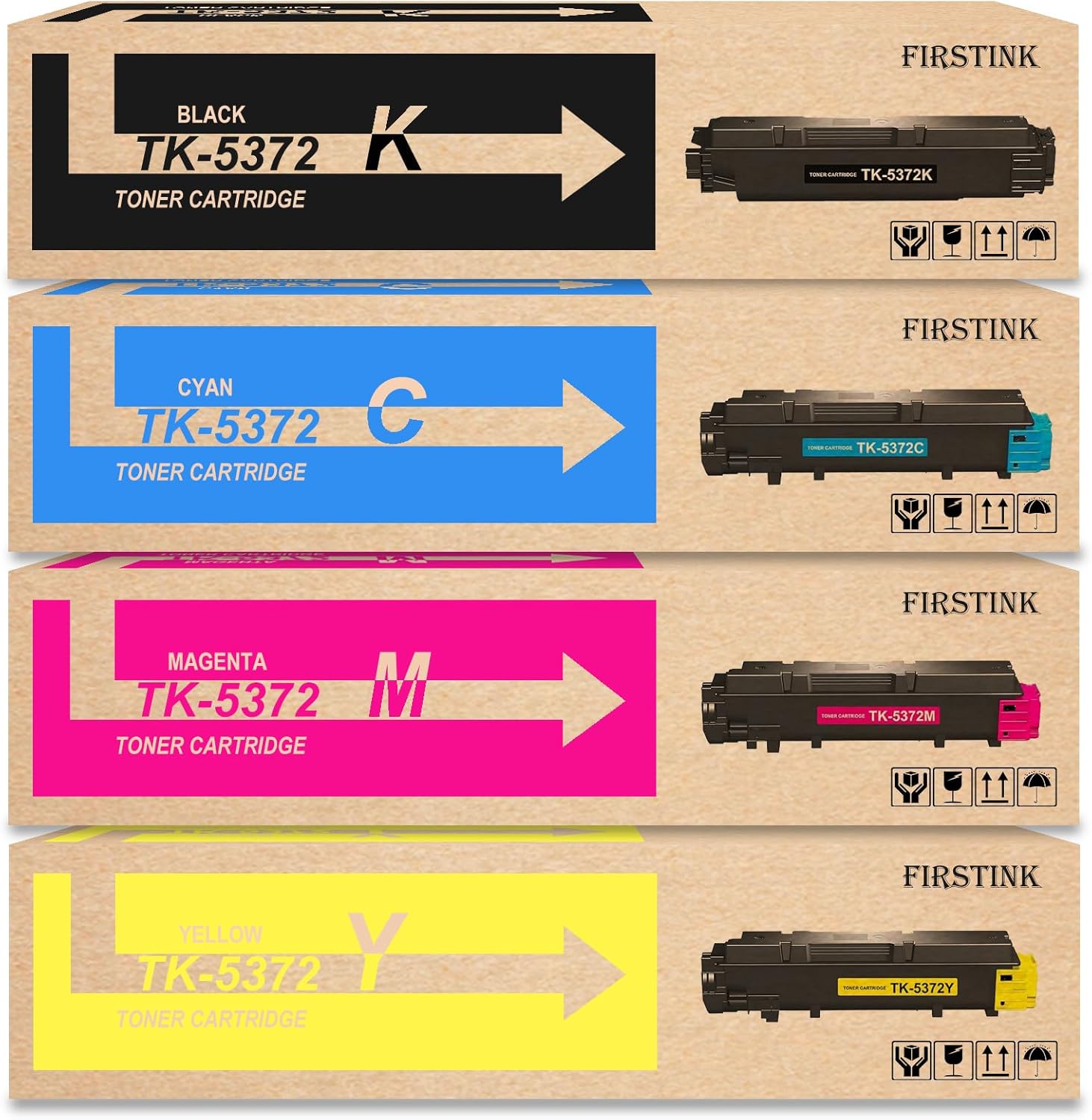 FIRSTINK High Capacity TK5372 Toner Cartridges TK-5372 Toner TK-5372K TK-5372C TK-5372M TK-5372Y Toner Set Replacement for Kyocera ECOSYS MA3500cix MA3500cifx PA3500cx Model Printers