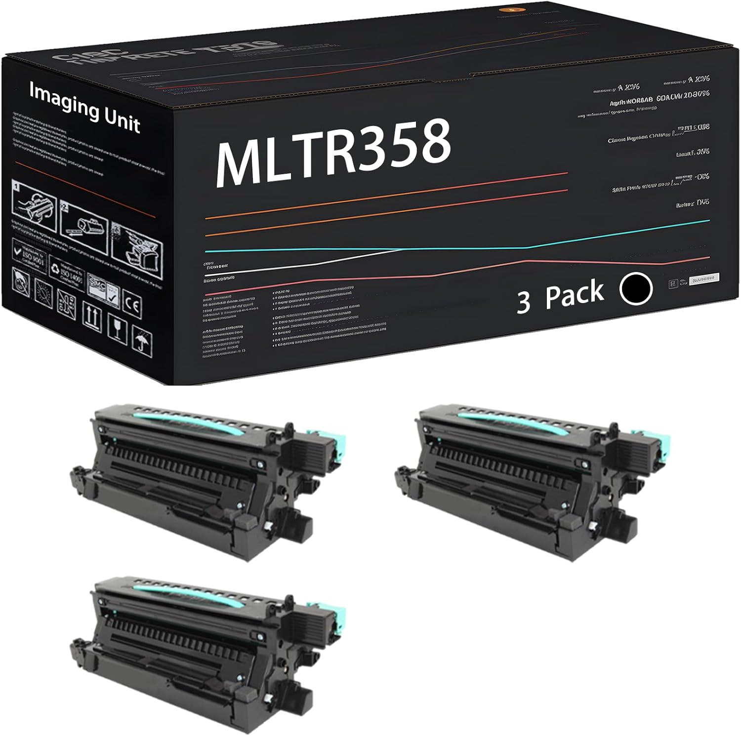 UVUMB Compatible with Samsung MLTR358 Imaging Unit Work for Samsung MultiXpress M5370LX Printers, with Chip, High Yield 80000 Pages, High-Definition Printing (3 Pack Black)