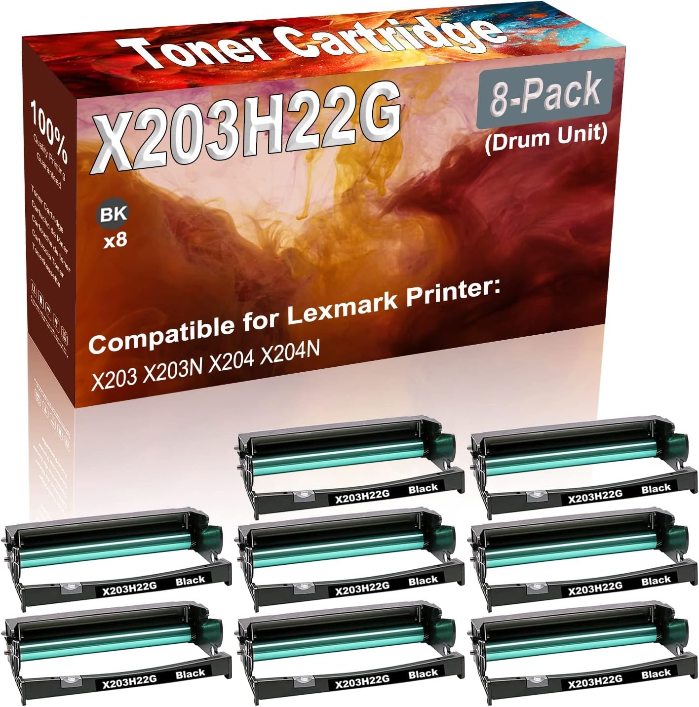 Credibility Store 8-Pack Compatible X203 X203N X204 X204N Printer Drum Unit Replacement for X203H22G Drum Unit (Black, High Capacity)