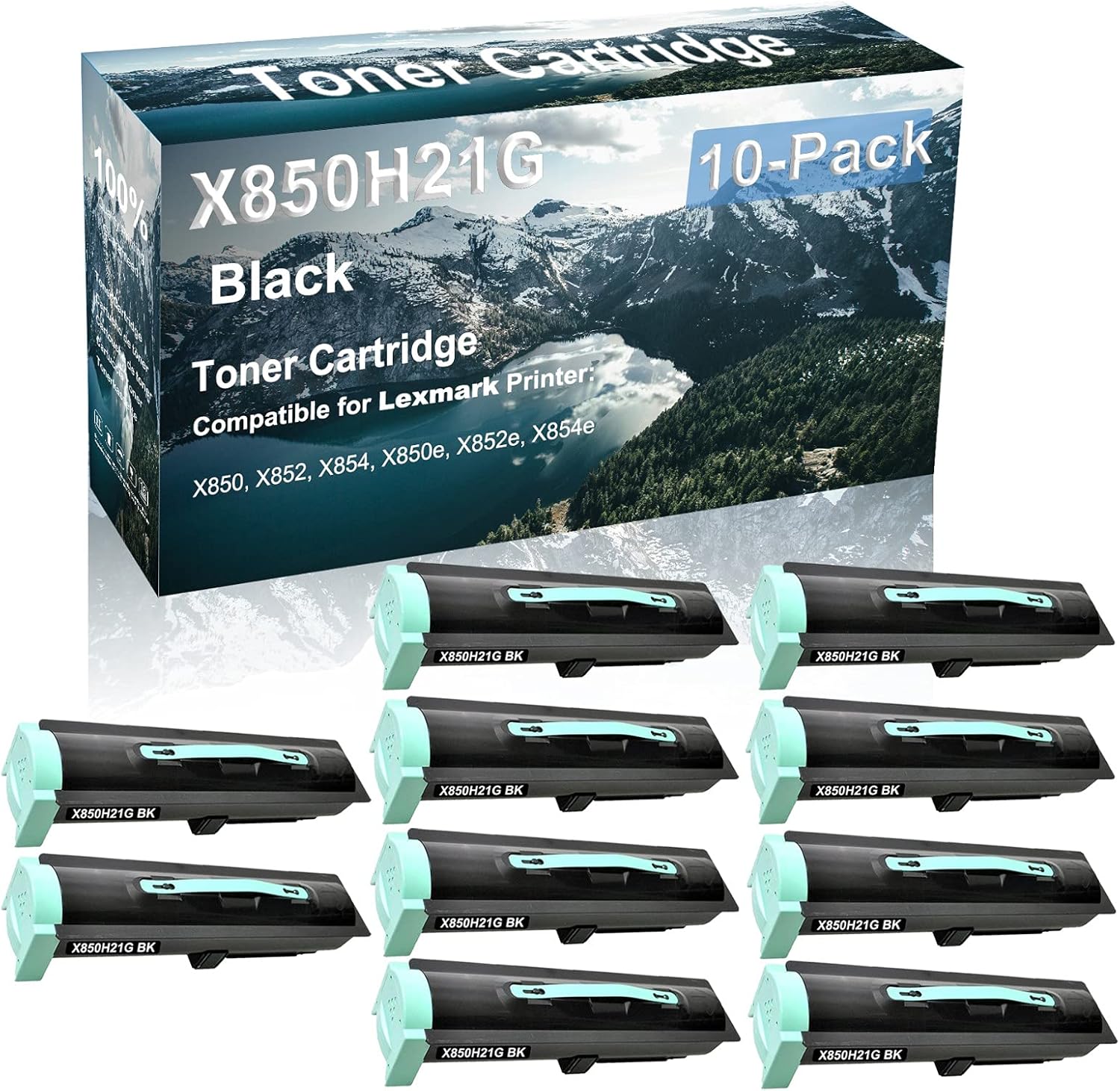 Credibility Store 10-Pack Compatible High Capacity X850H21G Printer Cartridge use for X850 X852 X854 X850e X852e X854e Printer (Black)