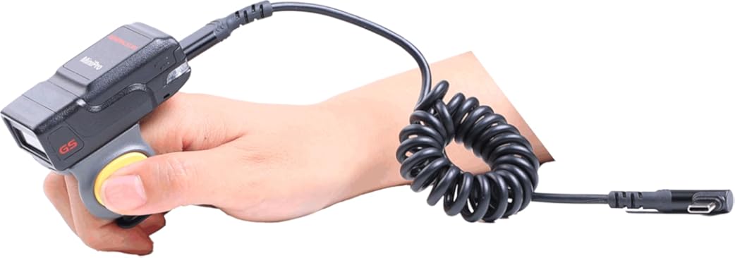 Generalscan USB-C Corded Finger Barcode Scanner | for Wrist-Mounted Android + iOS Phones with USB-C Port | Wearable 2D/1D/QR Scanner Hands-Free for Warehouse, Order-Picking, Stock Counting, Inventory