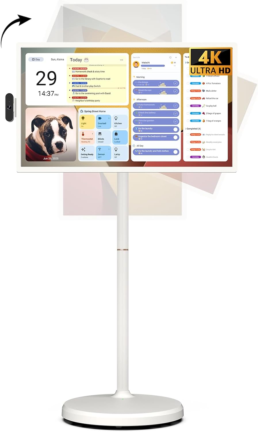 ApoloSign 32'' UHD 4K Smart Portable TV 2nd Gen, 16(8+8) GB RAM+256GB, Android 15, EDLA-Certified, Portable Touch Screen Monitor, Built-in 15000mAh Battery, Full Swivel Rotation, Voice Remote Control