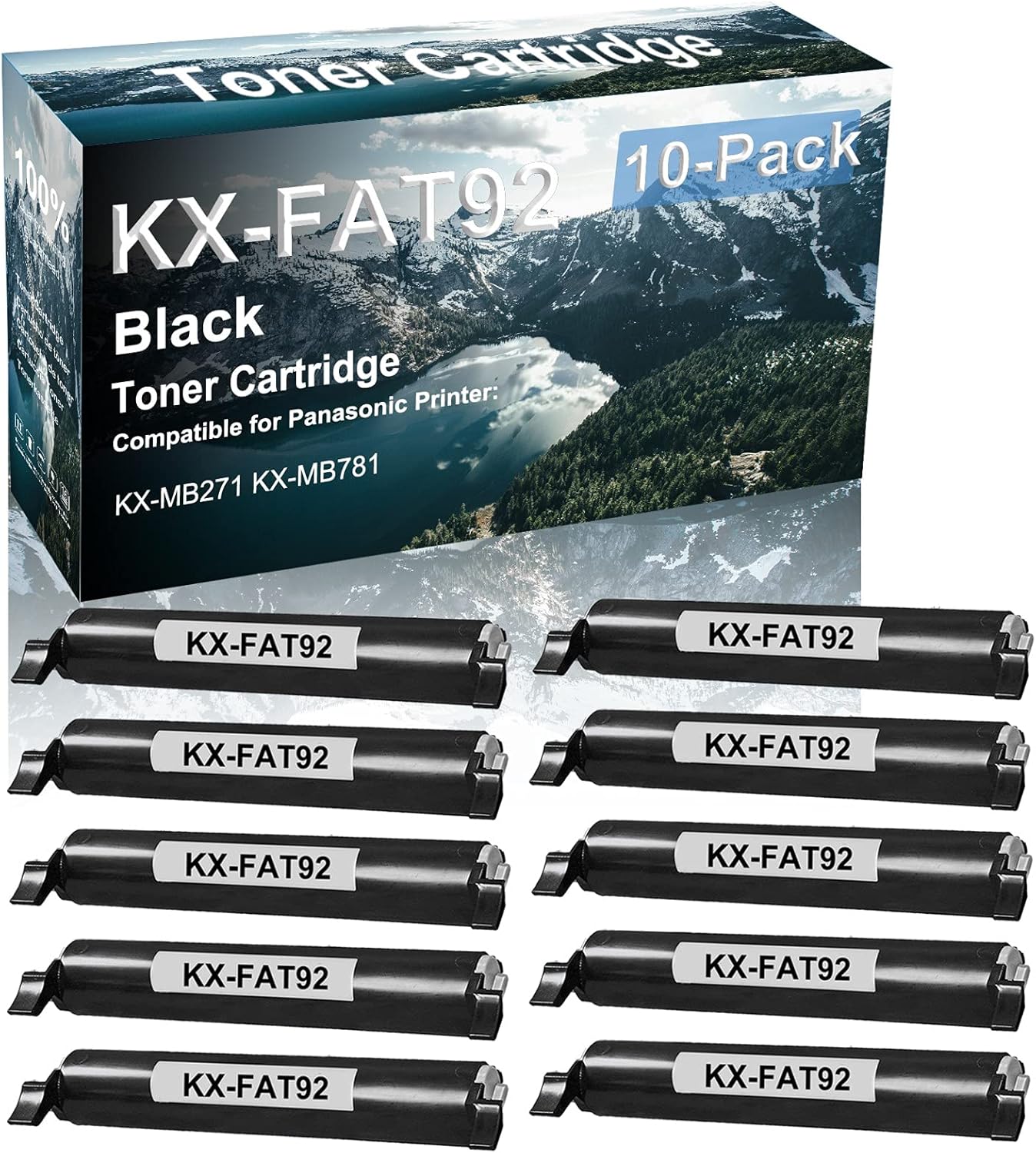 Credibility Store 10-Pack Compatible High Capacity KXFAT92 | KX-FAT92 Printer Cartridge use for Panasonic KX-MB271 KX-MB781 Printer (Black)