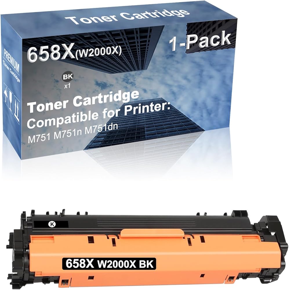 1-Pack (Black) Compatible High Capacity 658X (W2000X) Toner Cartridge Used for M751 M751n M751dn Printer