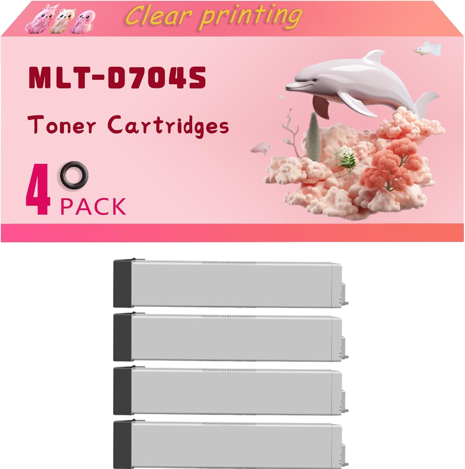 MLT-D704S Toner Cartridges Compatible for Samsung MultiXpress K3250NR K3300NR Printers, High Yield 25000 Pages, Clear Bright Colors (4 Pack Black)