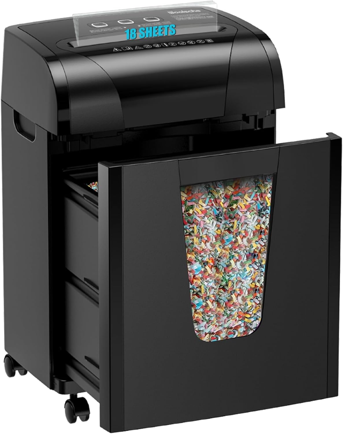 Woolsche Paper Shredder, 18-Sheet Cross Cut with 5.28-Gallon Pull Out Bin, P-4 Security Level, Shred Paper and Credit Card and CD, Durable&Fast with Auto Jam Proof System Shredder for Office