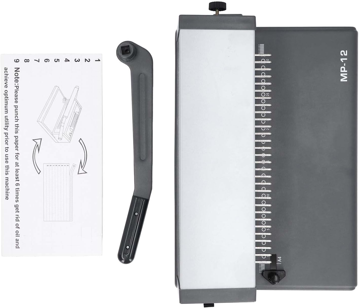 30 Hole Binding Machine, Spiral Coil Binder with Adjustable Margins 2.5mm 4.5mm 6.5mm, Alloy Steel Punch Binder for Letter A4 A5 Paper, High Capacity 15 Sheets, Ideal for