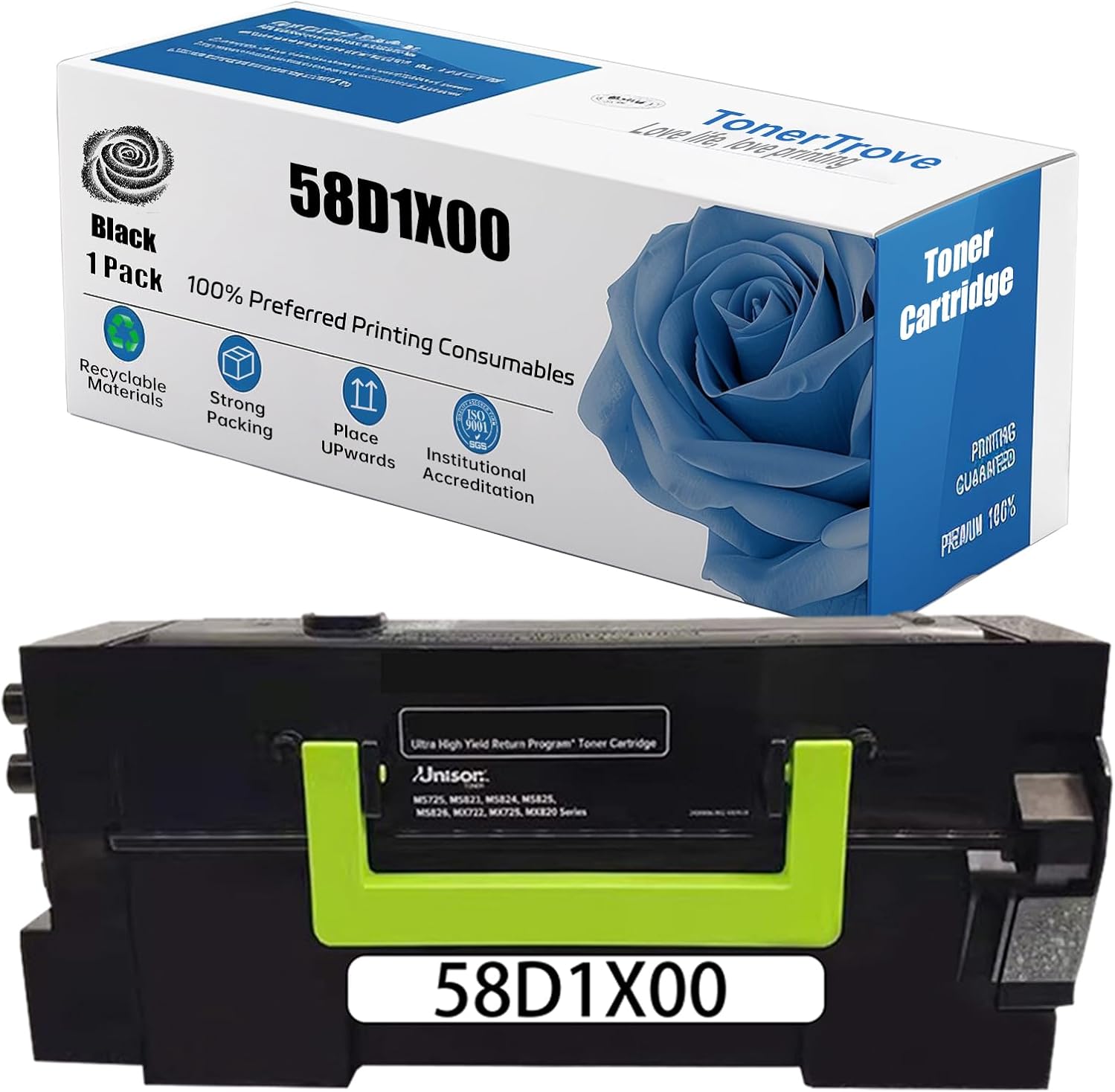 58D1X00 High Yield Toner Cartridge Compatible for Lexmark MS725dvn MS823dn MS823n MS825dn MS826de Printer, 35000 Pages, Premium Print Performance(Black)