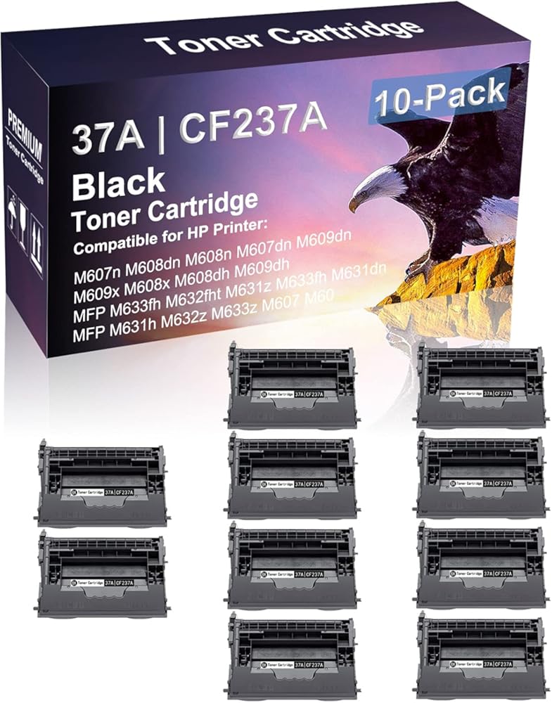 10 Pack（Black） Compatible MFP M633fh M632fht M631z M633fh M631dn Laser Toner Cartridge (High Capacity) Replacement for HP 37A | CF237A Printer Toner Cartridge