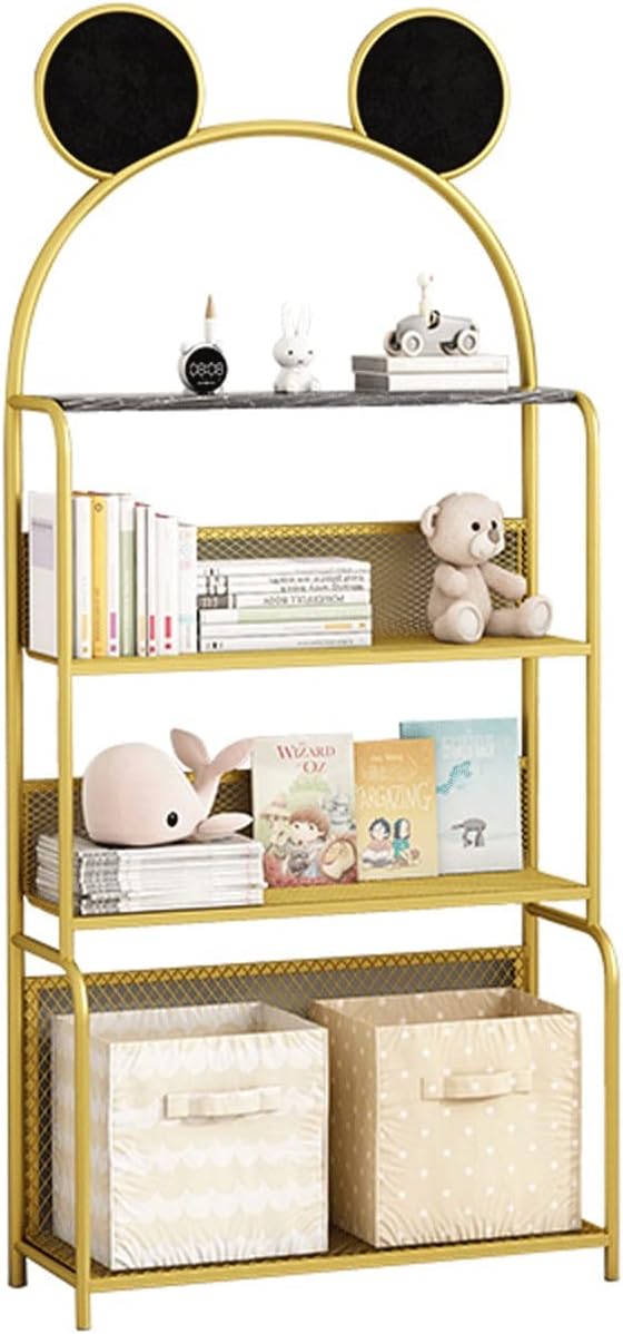 Bookshelf Bookshelf Shelf Floor-to-Ceiling Iron Modern Simple Living Room Home Multi-Layer Storage Bookshelf Bookcases (Color : Metallic, Size : L)