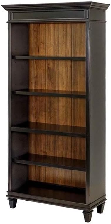 Beaumont Lane 4 Shelves Traditional Wood Bookcase in Distressed Black