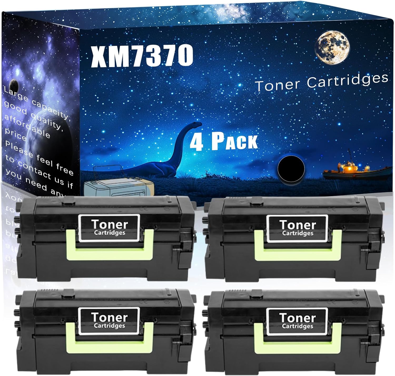 XM7370 Compatible Toner Cartridges Replacement for Lexmark High Yield Compatible XM7370 Printers, Meet Printing Needs (4 Pack Black)