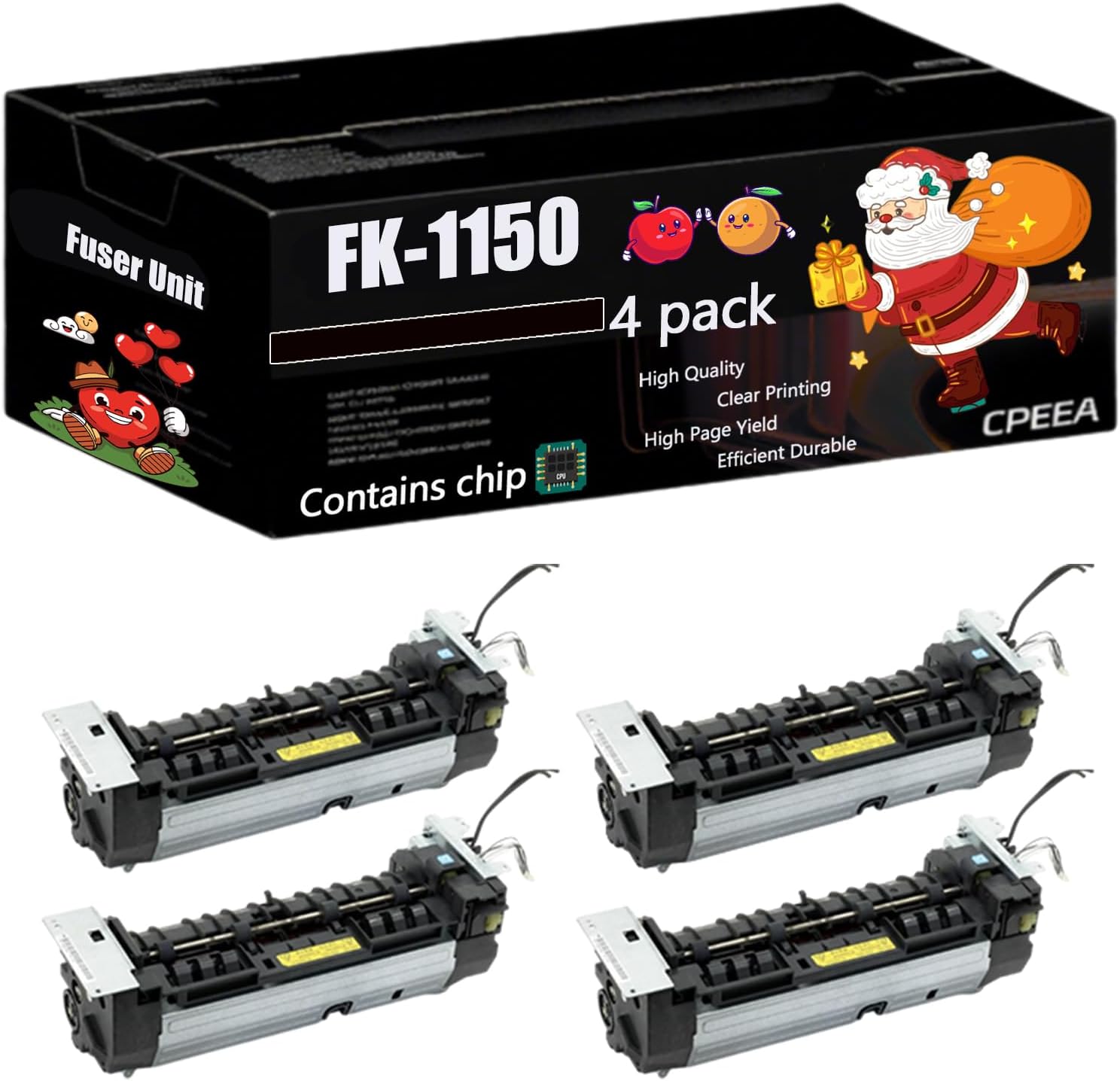 Compatible for Kyocera FK-1150 Fuser Unit Work for Kyocera M2040 2135 2540 2540dw 2635dn Printers, with Chip, High Yield 250000 Pages, Clear Printing (4 Pack Black)