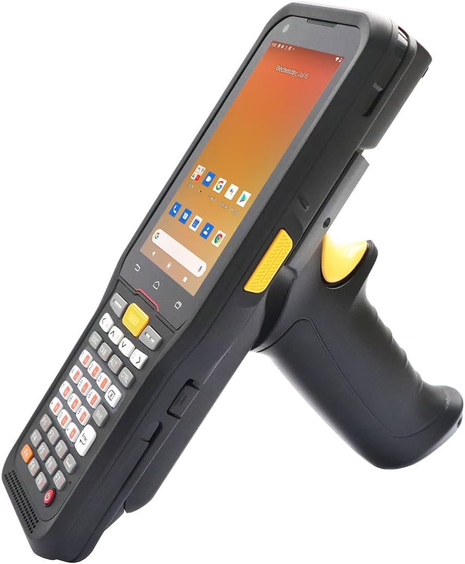 RUGLINE Android Barcode Scanner with Pistol Grip, Mobile Computer 1D/2D QR Zebra 4750SR Scanner, 4G RAM 64G ROM, Handheld Rugged PDA for WMS, IP65 4G Wi-Fi GPS BT Data Inventory Barcode Scanner